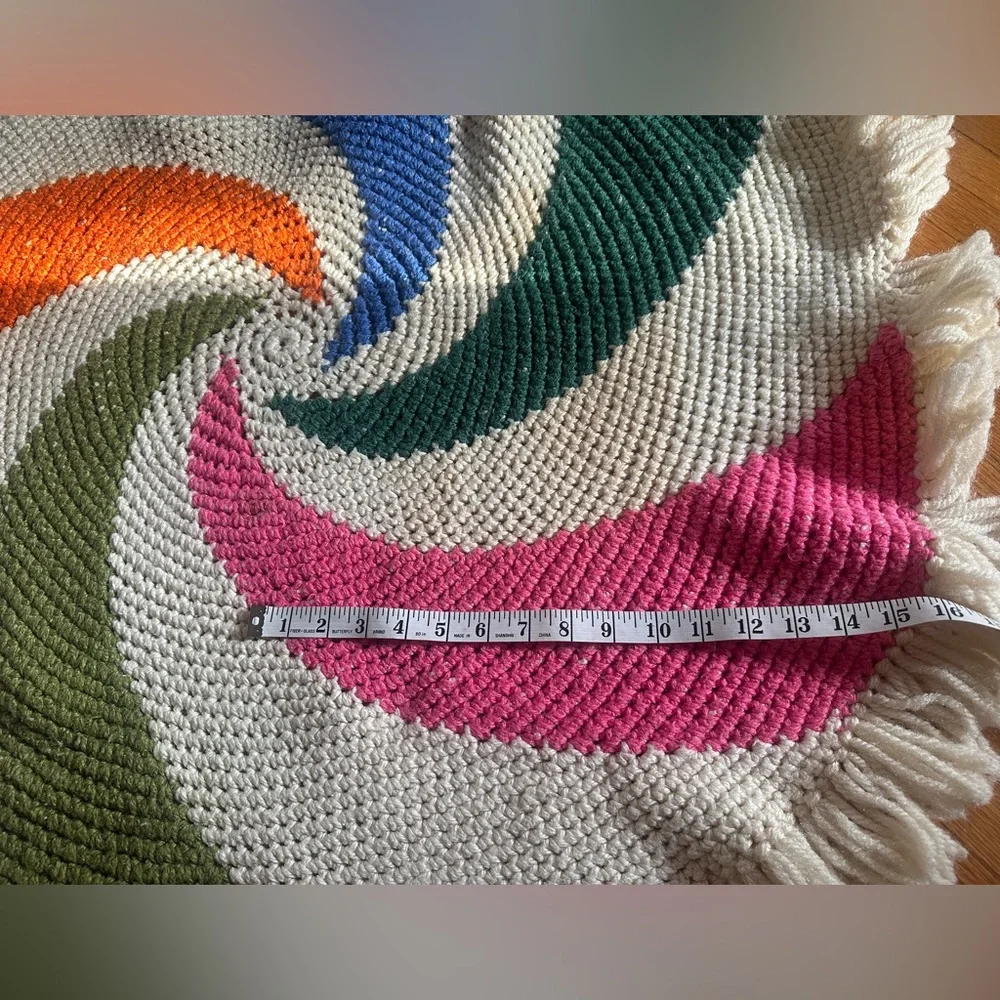 Vintage Groovy Candy Swirl Handmade Crocheted Circle Rug
